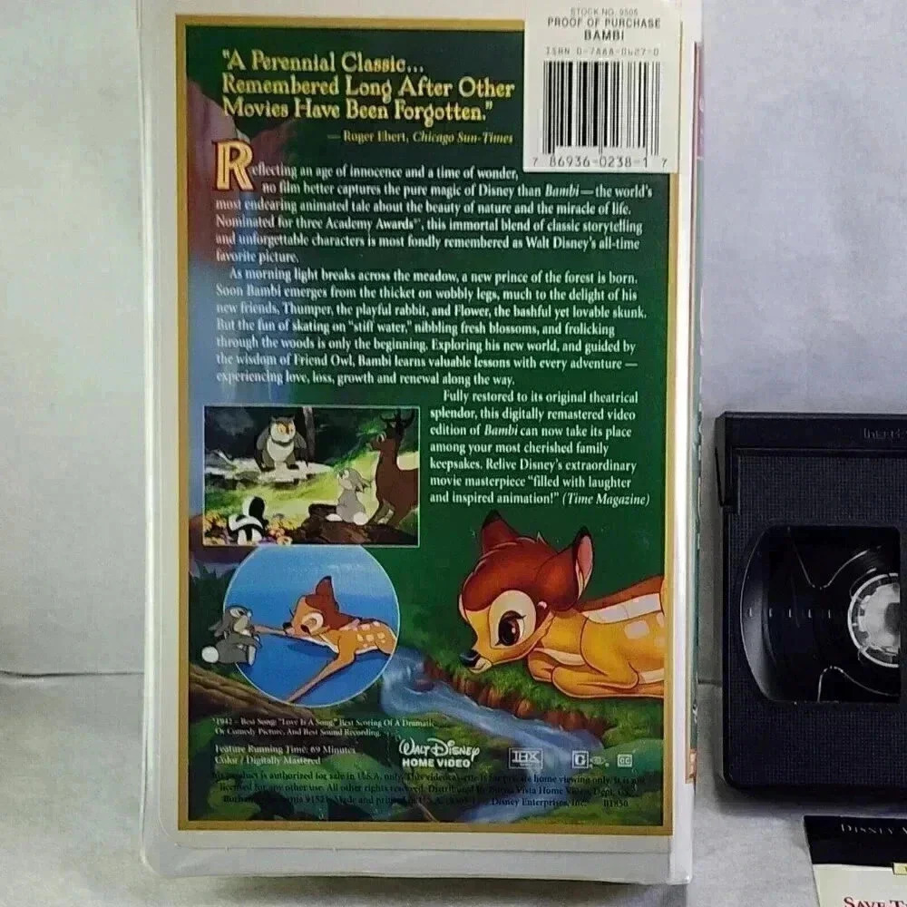 Disney's Bambi VHS 1997 Collecters Stamp 55th Anniversary Masterpiece Edition - Picture 5 of 6